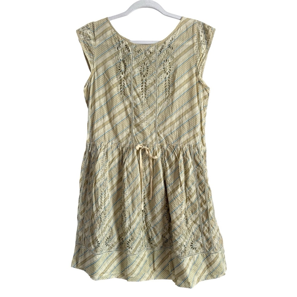 Anthropologie Meadow Rue Floral Embroidered Eyelet Konza Dress Women Size 8 Boho